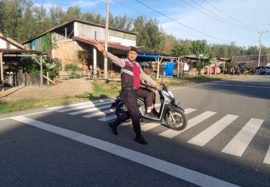 Sat Samapta Polres Aceh Jaya Laksanakan Strong Point untuk Wujudkan Kamseltibcarlantas